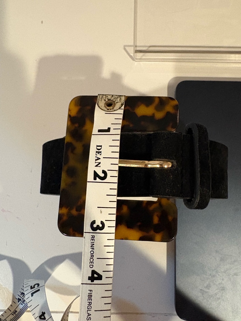 Lulus Black Suede Belt with Tortoiseshell Buckle - Picture 3 of 4